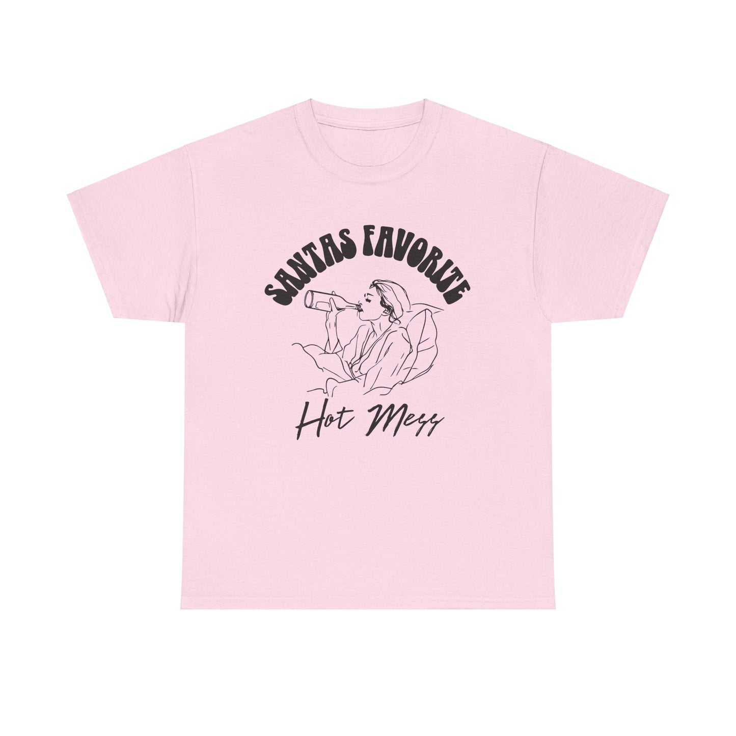Santa's Favorite Hot Mess Graphic T-Shirt | Funny Holiday Shirt | Cozy Comfort Colors | Unisex Christmas Gift for Men & Women