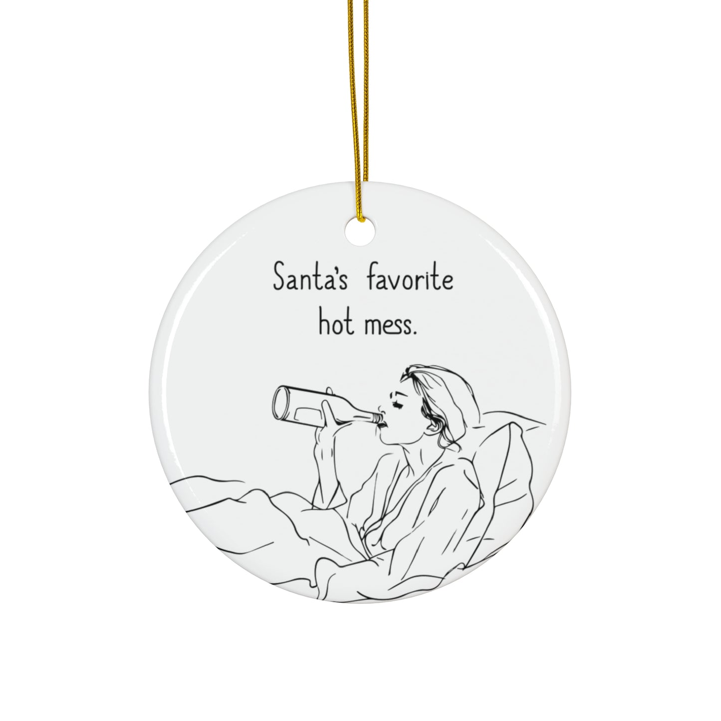 Santa's Favorite Hot Mess Ceramic Ornament | Funny Holiday Decor | Hilarious Christmas Gift for Moms | Christmas Gift | Holiday Humor