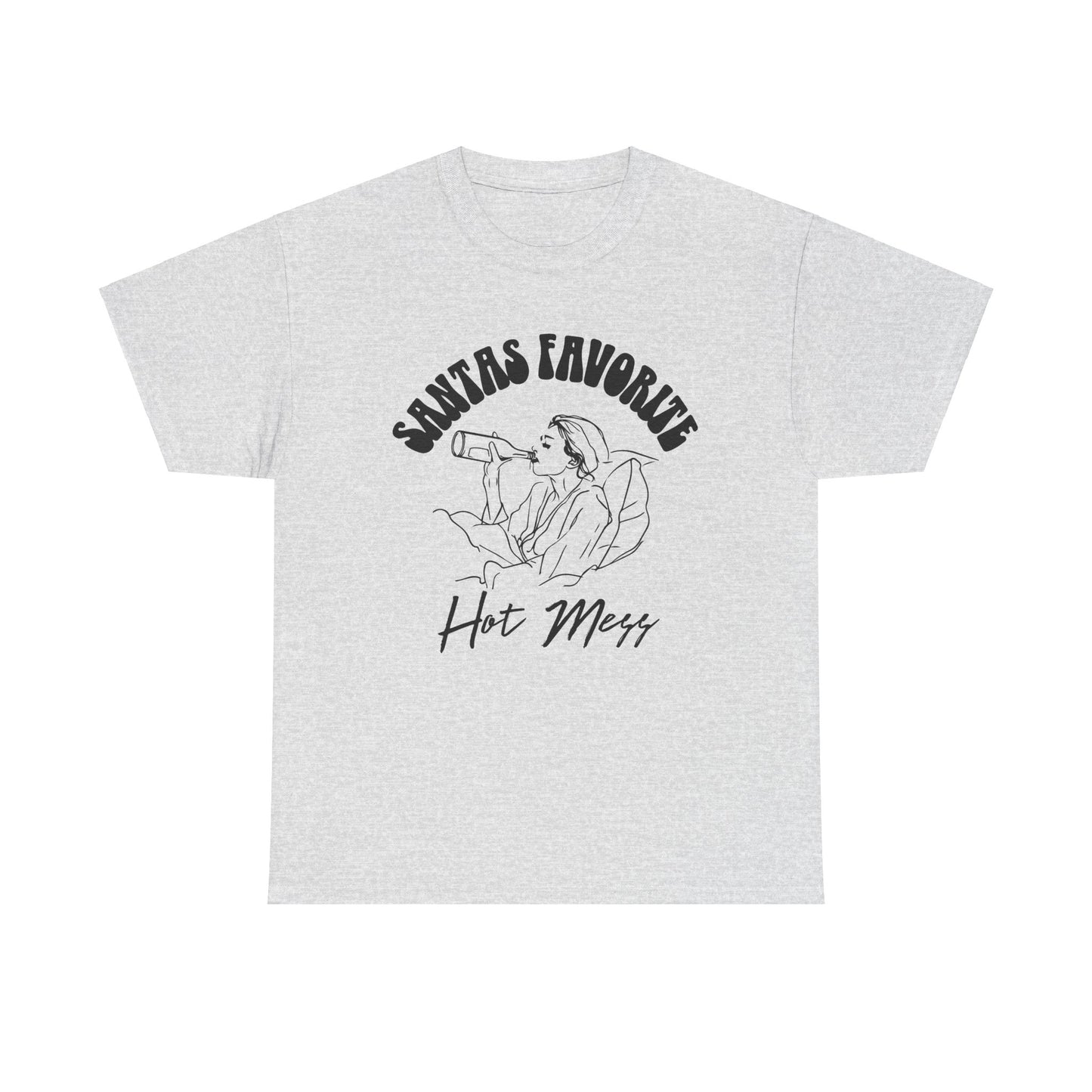 Santa's Favorite Hot Mess Graphic T-Shirt | Funny Holiday Shirt | Cozy Comfort Colors | Unisex Christmas Gift for Men & Women
