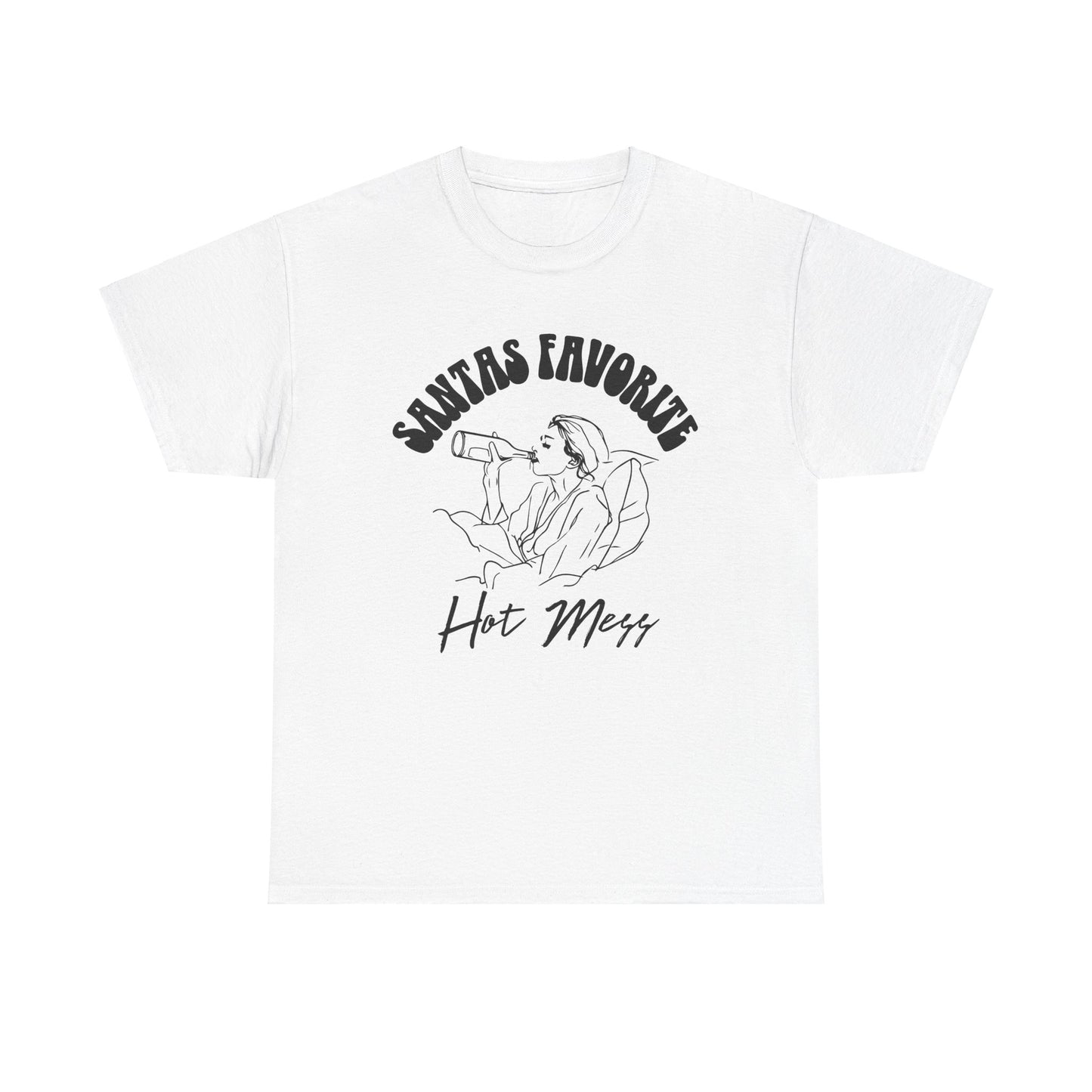 Santa's Favorite Hot Mess Graphic T-Shirt | Funny Holiday Shirt | Cozy Comfort Colors | Unisex Christmas Gift for Men & Women