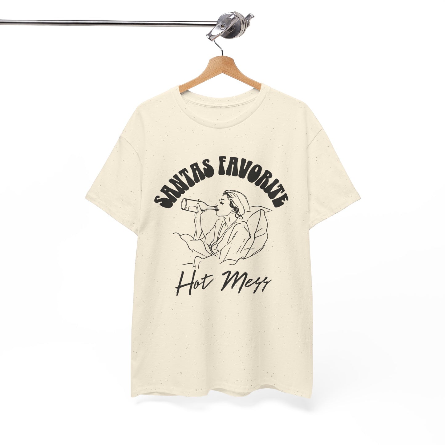 Santa's Favorite Hot Mess Graphic T-Shirt | Funny Holiday Shirt | Cozy Comfort Colors | Unisex Christmas Gift for Men & Women