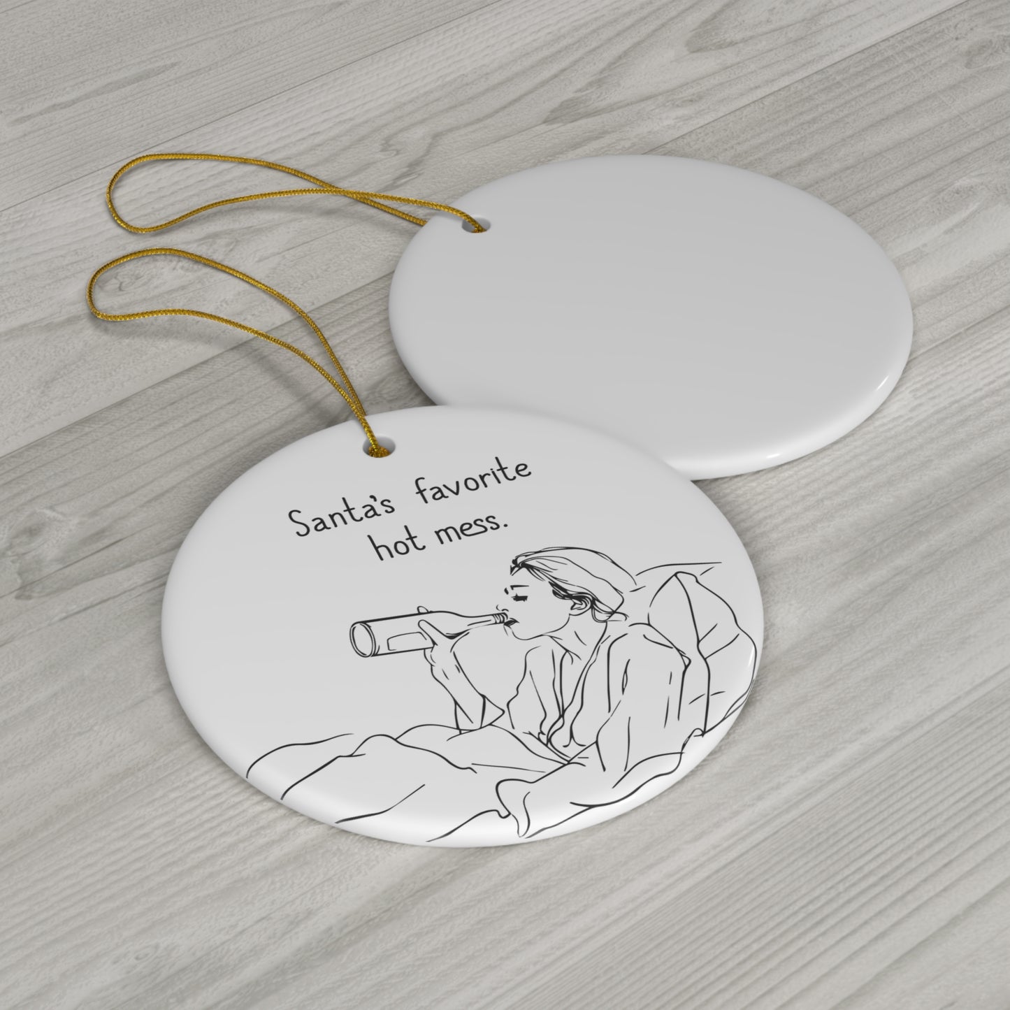 Santa's Favorite Hot Mess Ceramic Ornament | Funny Holiday Decor | Hilarious Christmas Gift for Moms | Christmas Gift | Holiday Humor