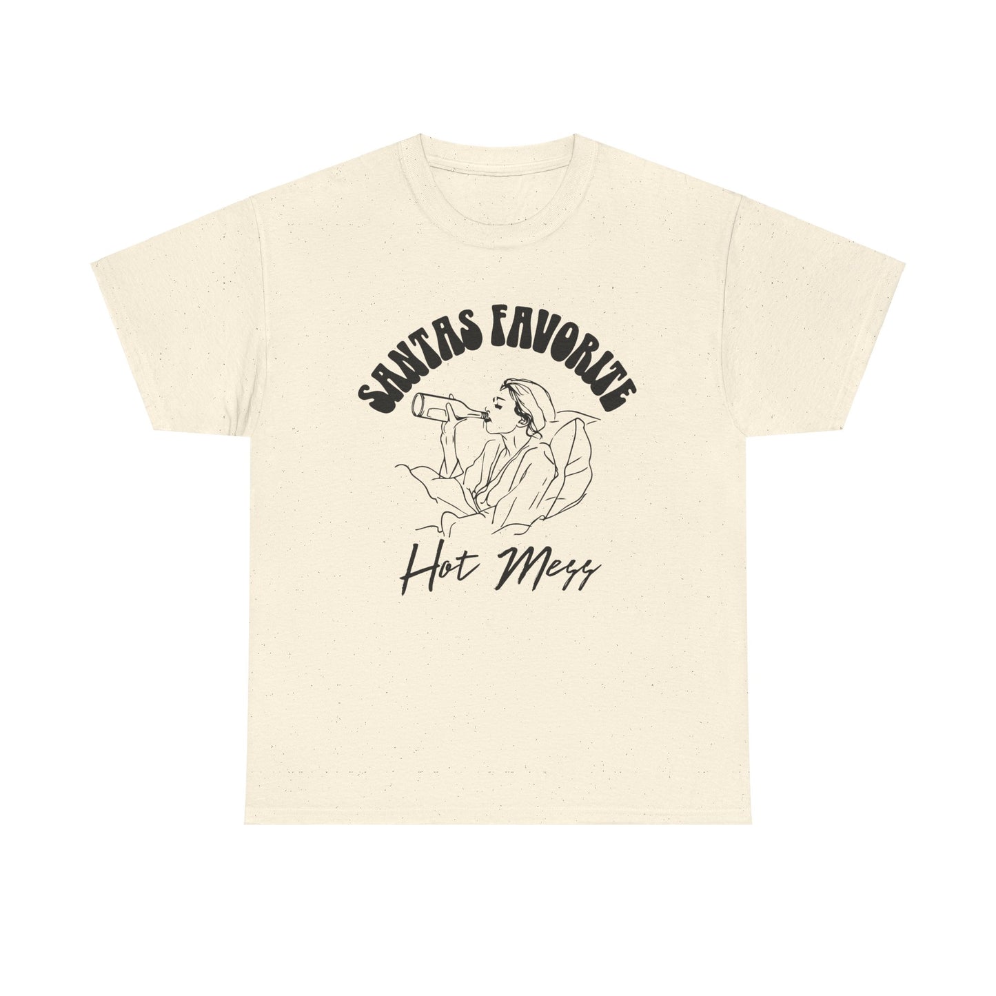 Santa's Favorite Hot Mess Graphic T-Shirt | Funny Holiday Shirt | Cozy Comfort Colors | Unisex Christmas Gift for Men & Women
